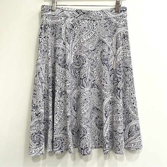J. McLaughlin Skirts J Mclaughlin Blue White Paisley Aline Swing